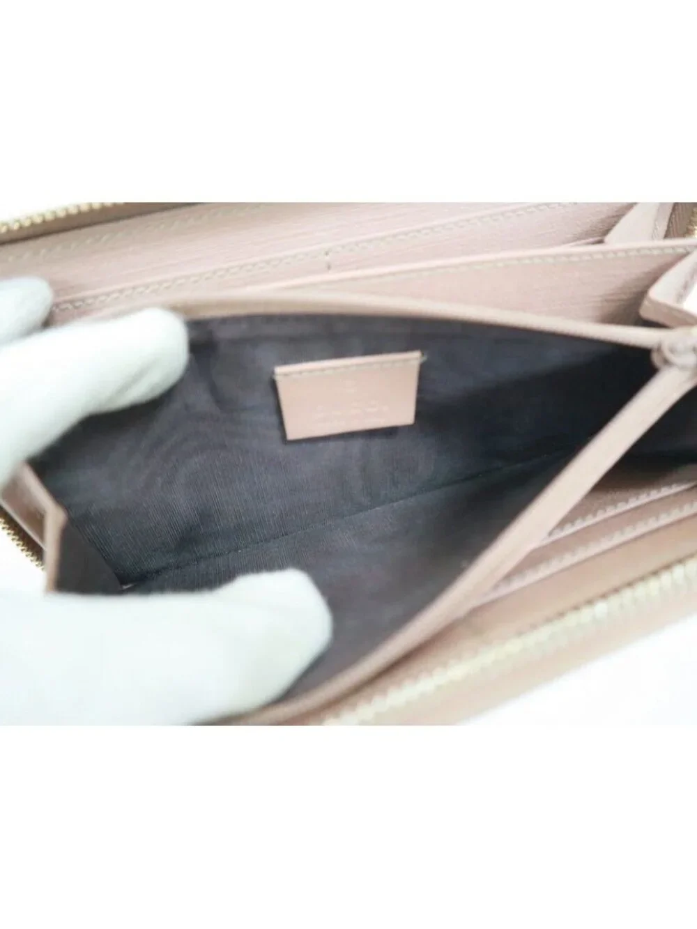 Gucci Zip Around Wallet GG Supreme Canvas Beige Pink - Picture 5 of 7